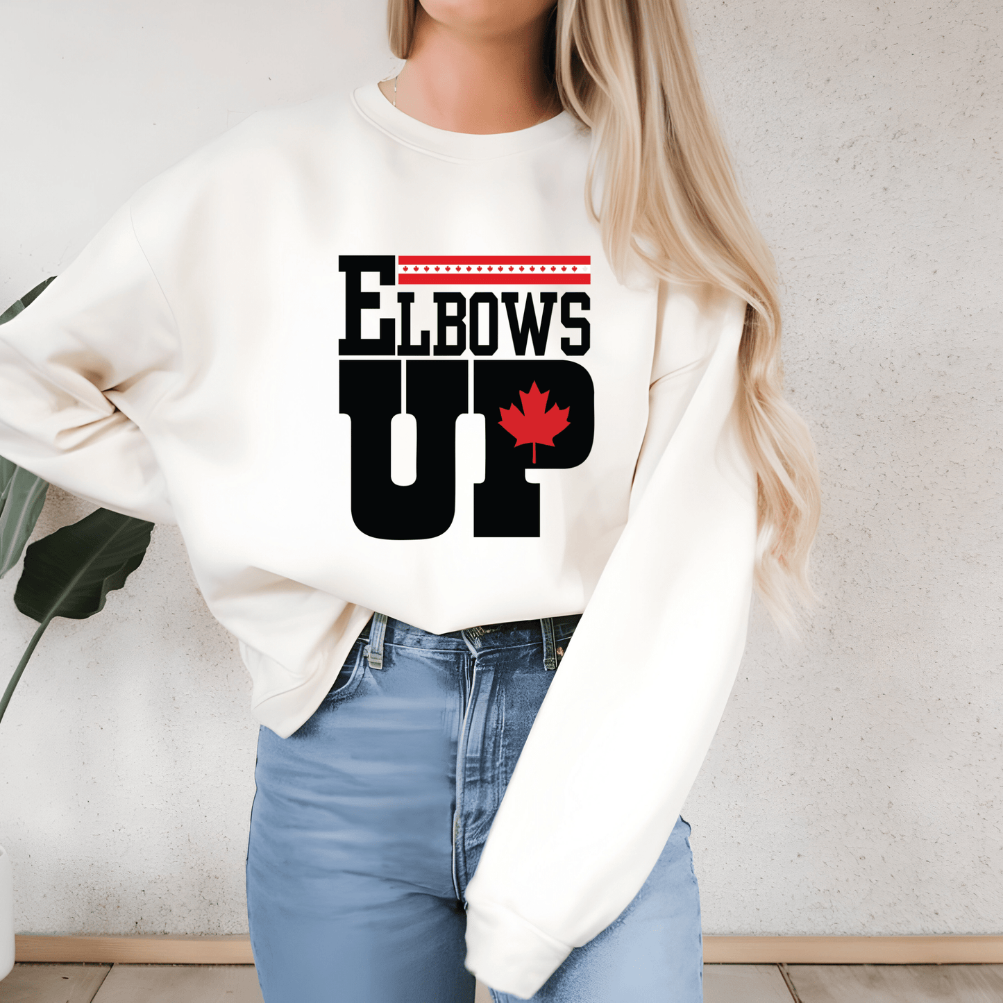 Ink and Charms Designs Sweatshirt "ELBOWS UP" Apparel Collection: Wear Your Canadian Pride with Strength!