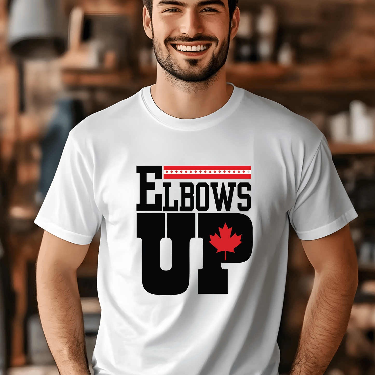 Ink and Charms Designs Sweatshirt "ELBOWS UP" Apparel Collection: Wear Your Canadian Pride with Strength!