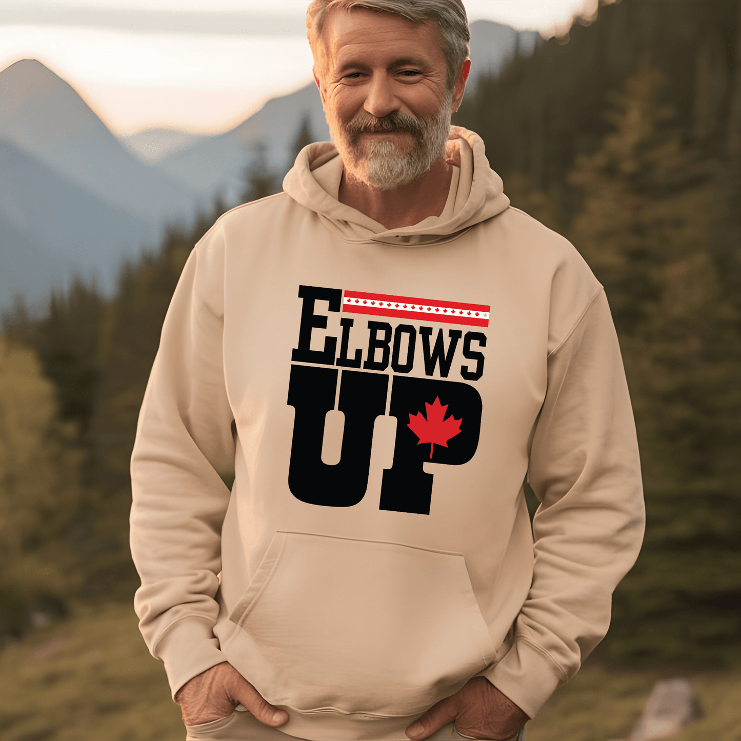 Ink and Charms Designs Sweatshirt "ELBOWS UP" Apparel Collection: Wear Your Canadian Pride with Strength!