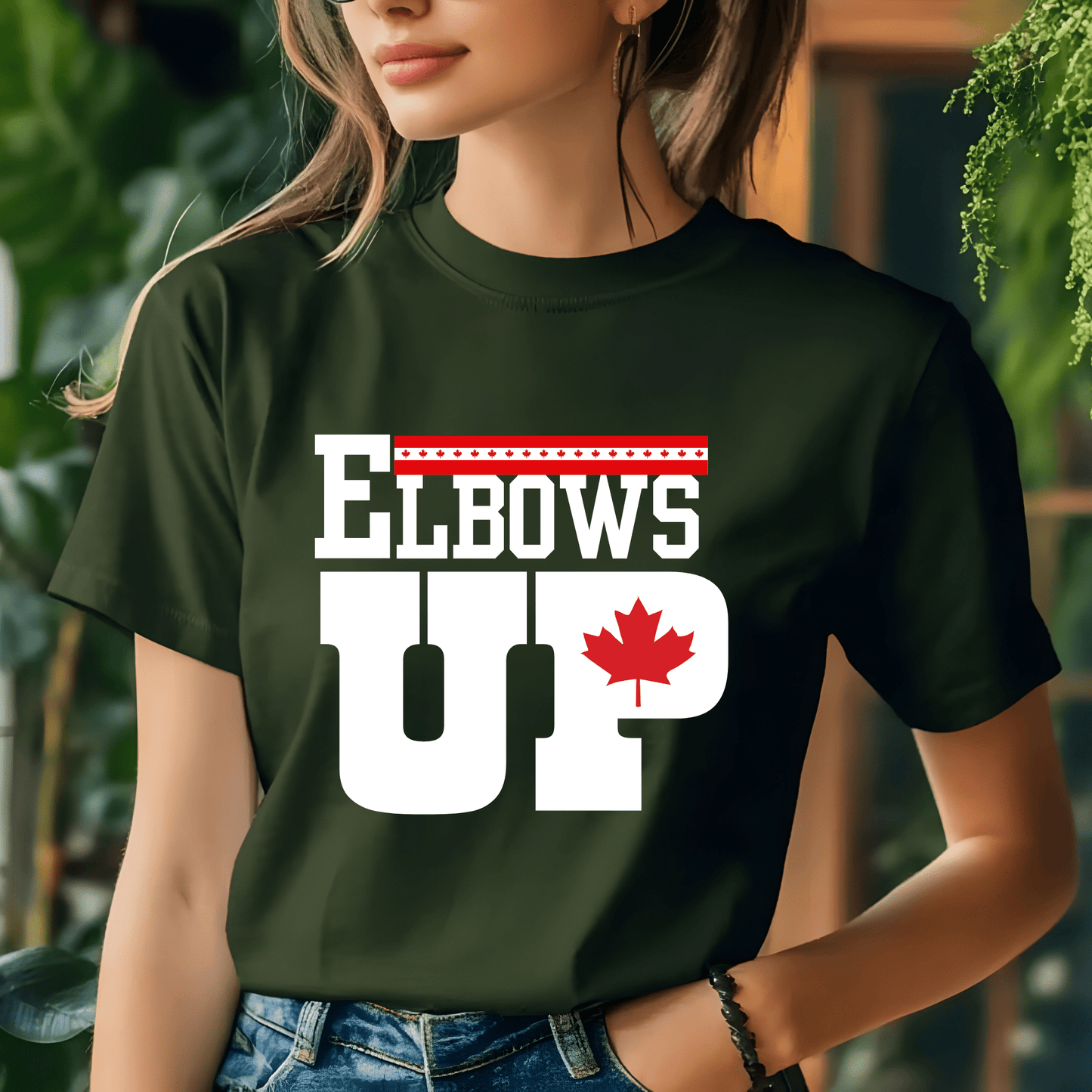 Ink and Charms Designs Sweatshirt "ELBOWS UP" Apparel Collection: Wear Your Canadian Pride with Strength!