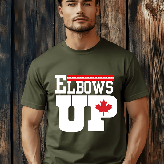 Ink and Charms Designs Sweatshirt "ELBOWS UP" Apparel Collection: Wear Your Canadian Pride with Strength!