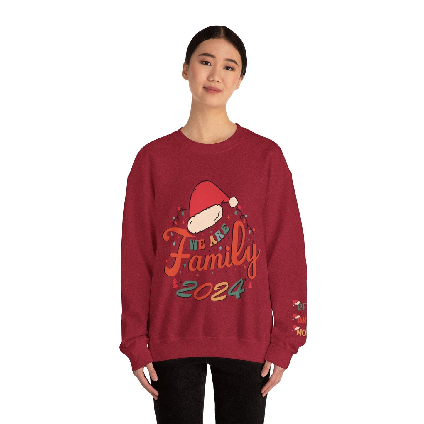 Ink and Charms Designs Sweatshirt Family 2024 Unisex Sweatshirt with Personalized Family Names Sleeve Design