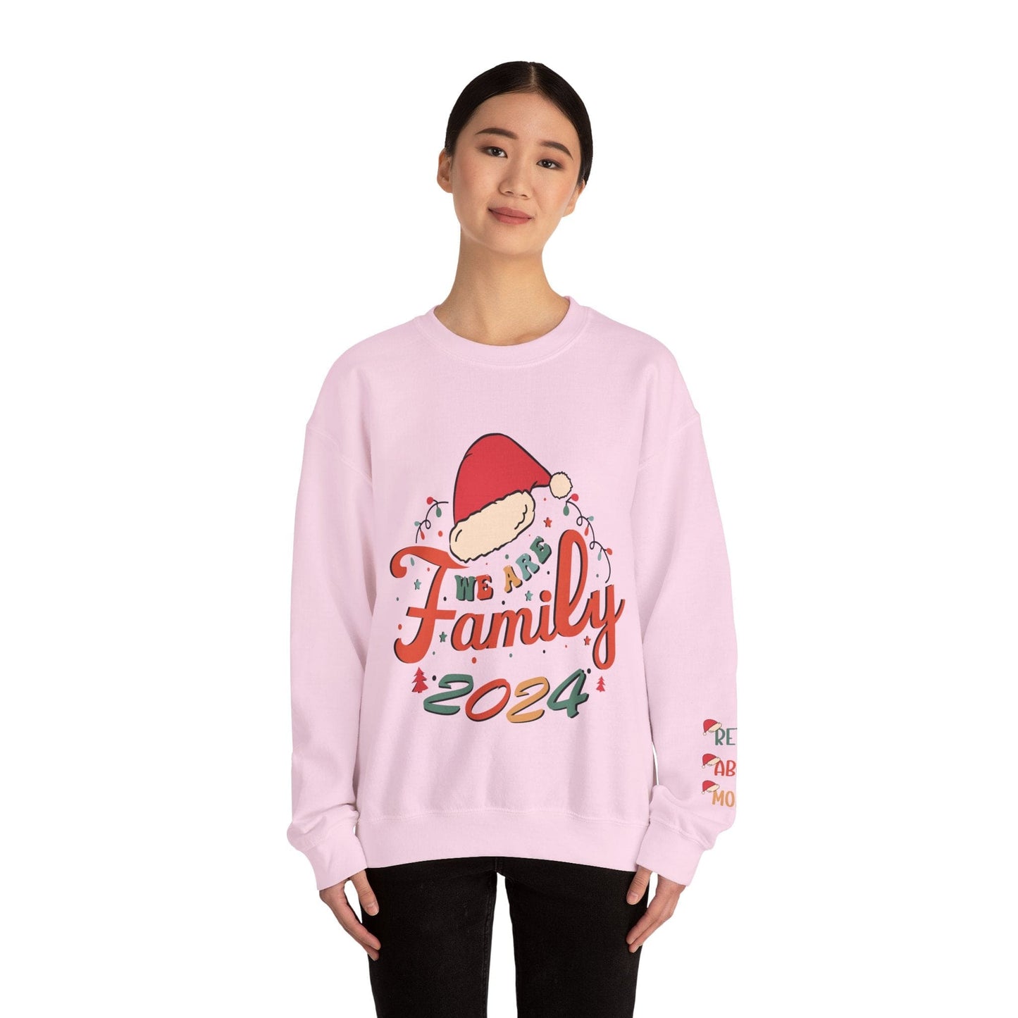 Ink and Charms Designs Sweatshirt Family 2024 Unisex Sweatshirt with Personalized Family Names Sleeve Design