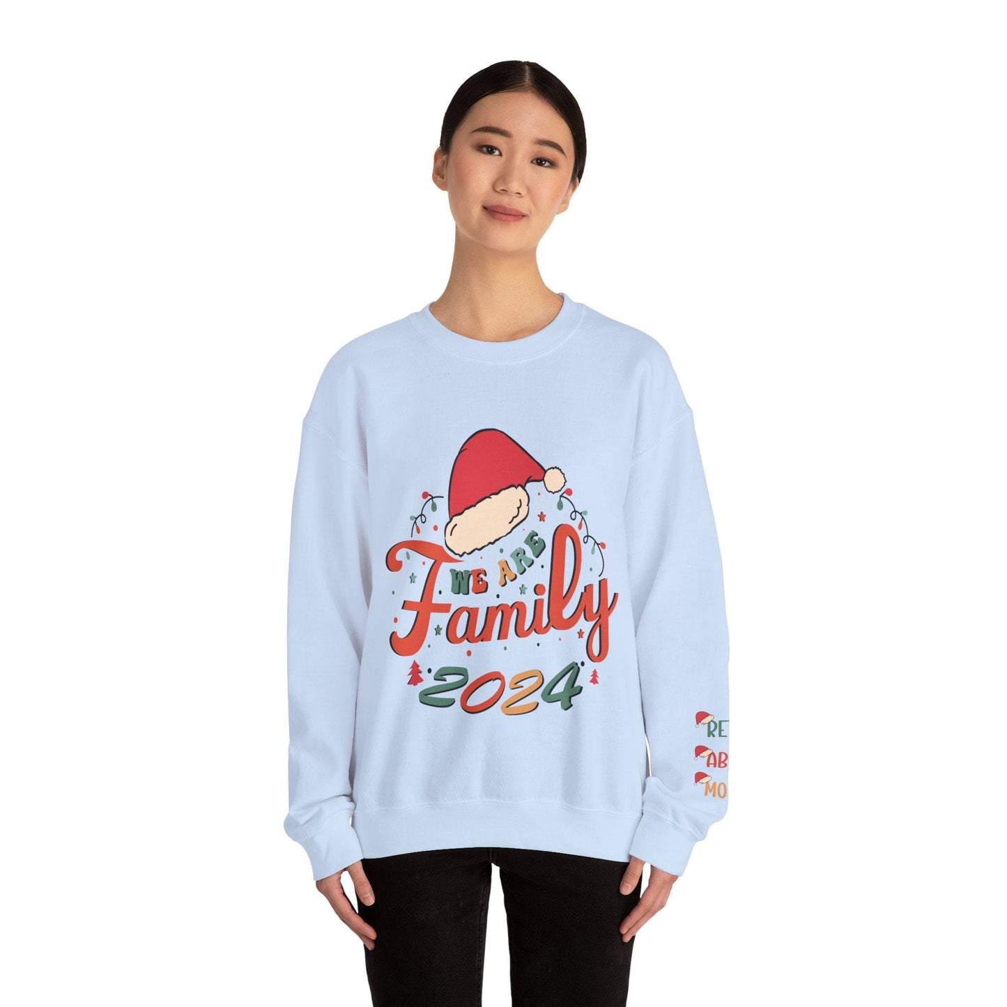 Ink and Charms Designs Sweatshirt Family 2024 Unisex Sweatshirt with Personalized Family Names Sleeve Design