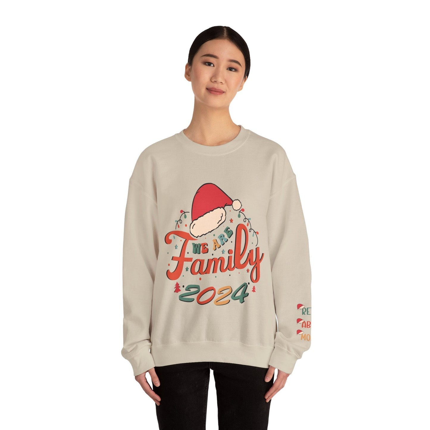 Ink and Charms Designs Sweatshirt Family 2024 Unisex Sweatshirt with Personalized Family Names Sleeve Design