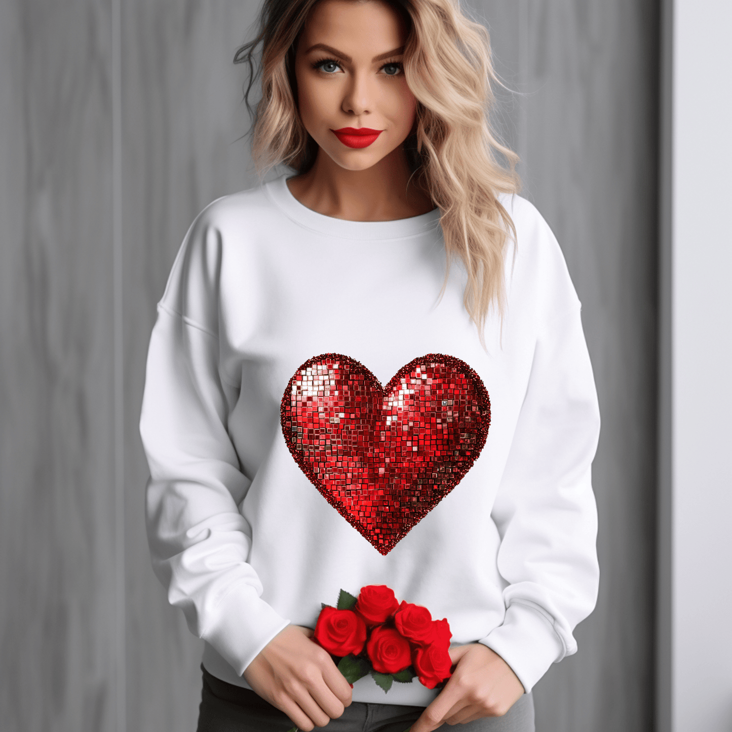 Ink and Charms Designs Sweatshirt Glitter Heart Valentine’s Day Sweatshirt