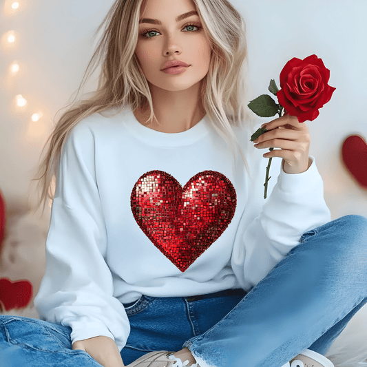 Ink and Charms Designs Sweatshirt Glitter Heart Valentine’s Day Sweatshirt