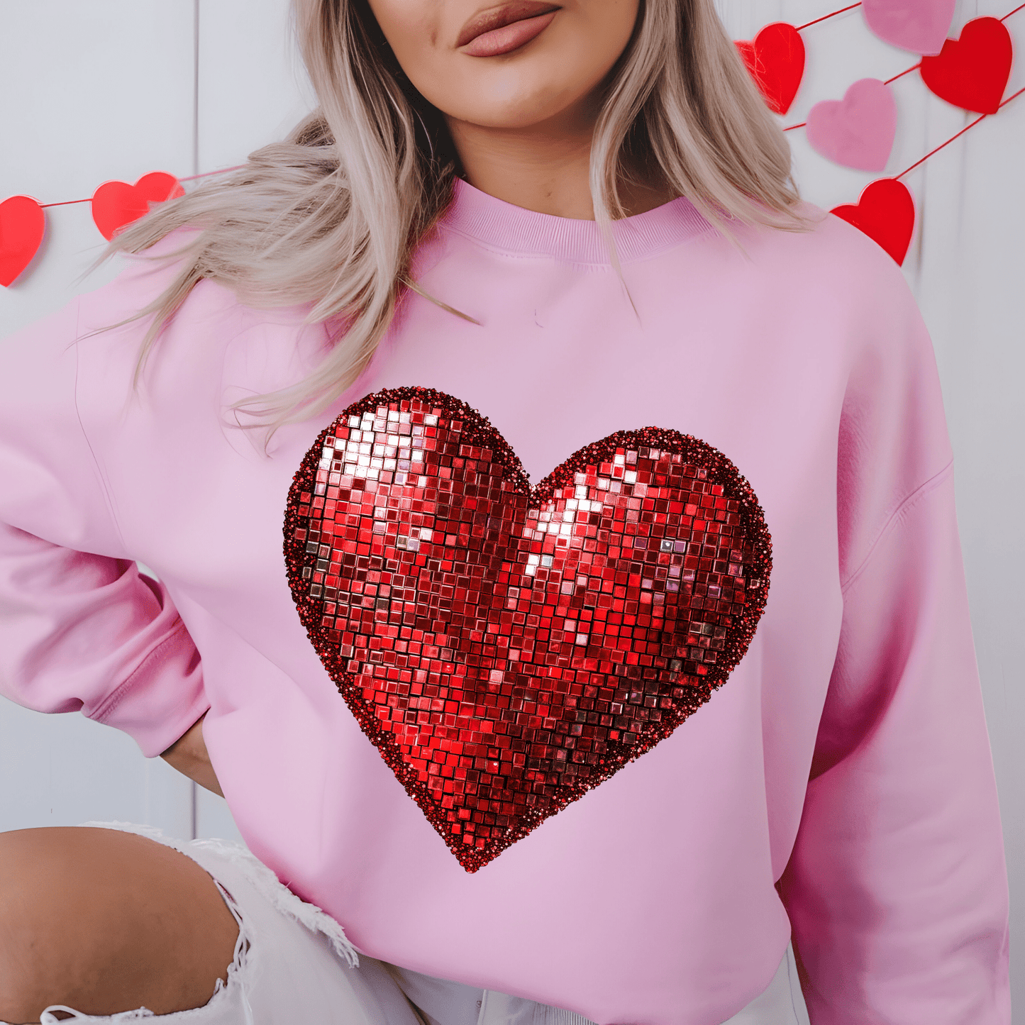 Ink and Charms Designs Sweatshirt Glitter Heart Valentine’s Day Sweatshirt