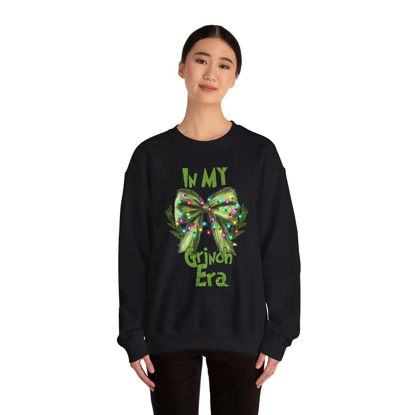 Ink and Charms Designs Sweatshirt Grinch bow sweatshirt