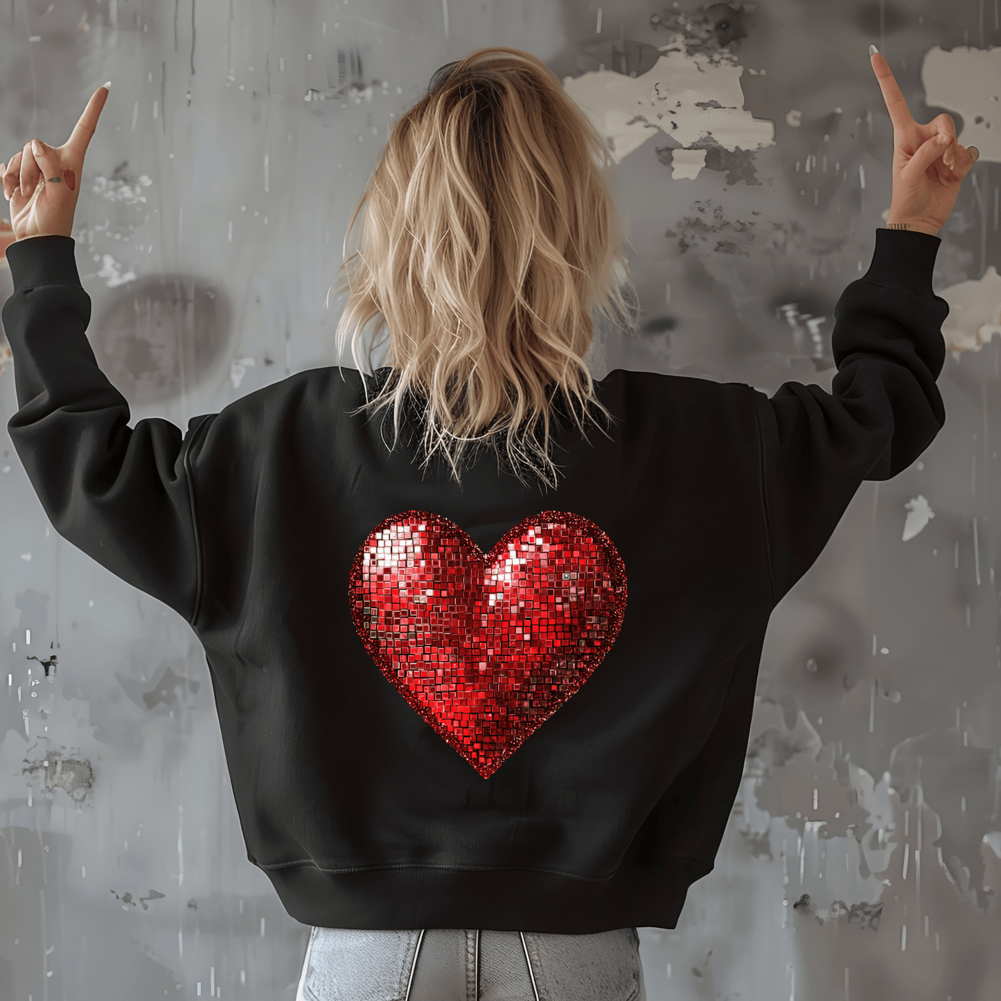 Ink and Charms Designs Sweatshirt Hoodie back sided / Black / S Glitter Heart Valentine’s Day Sweatshirt