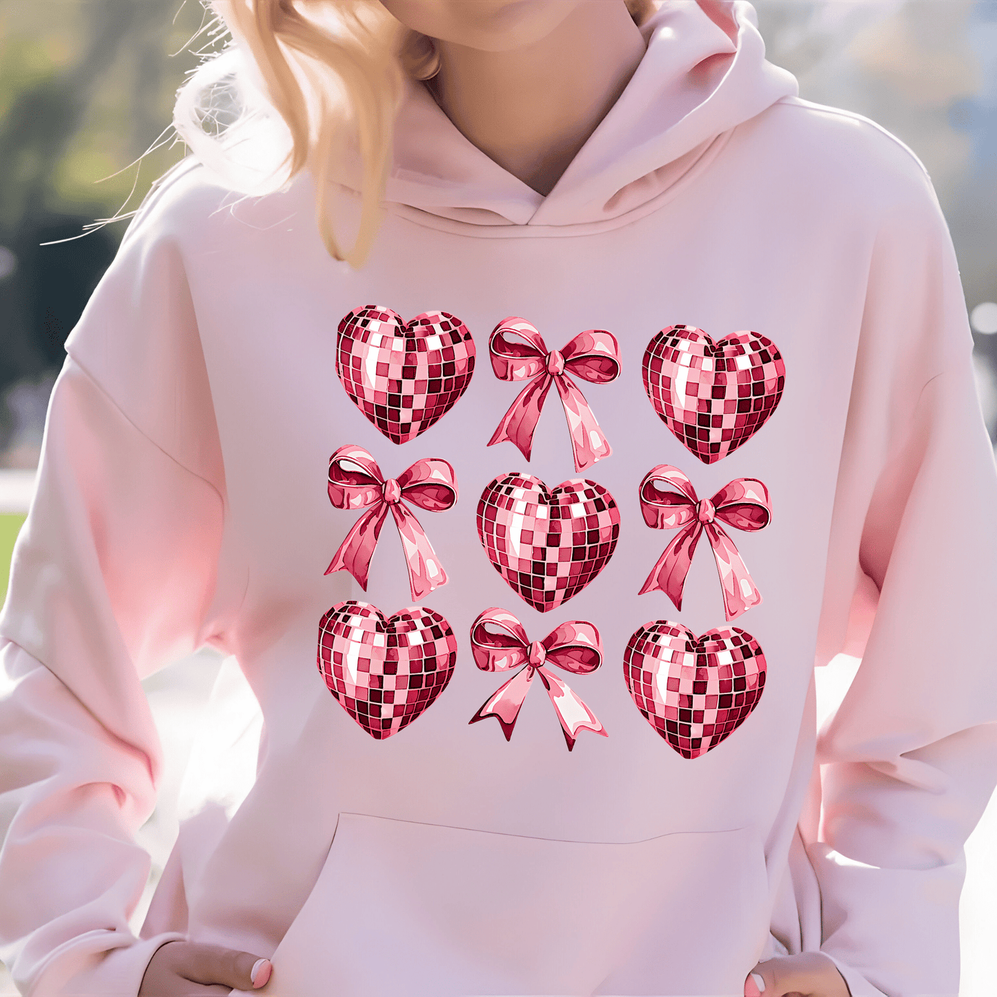 Ink and Charms Designs Sweatshirt Hoodie / Black / S Glitter Bows and Hearts Valentine’s Day Sweatshirt