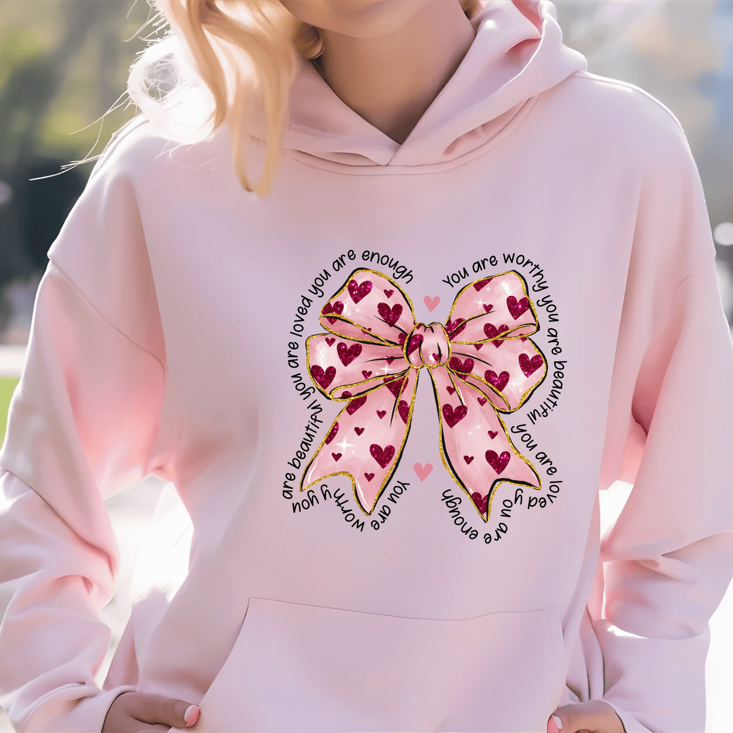Ink and Charms Designs Sweatshirt Hoodie / Black / S Glitter Bows and Hearts Valentine’s Day Sweatshirt
