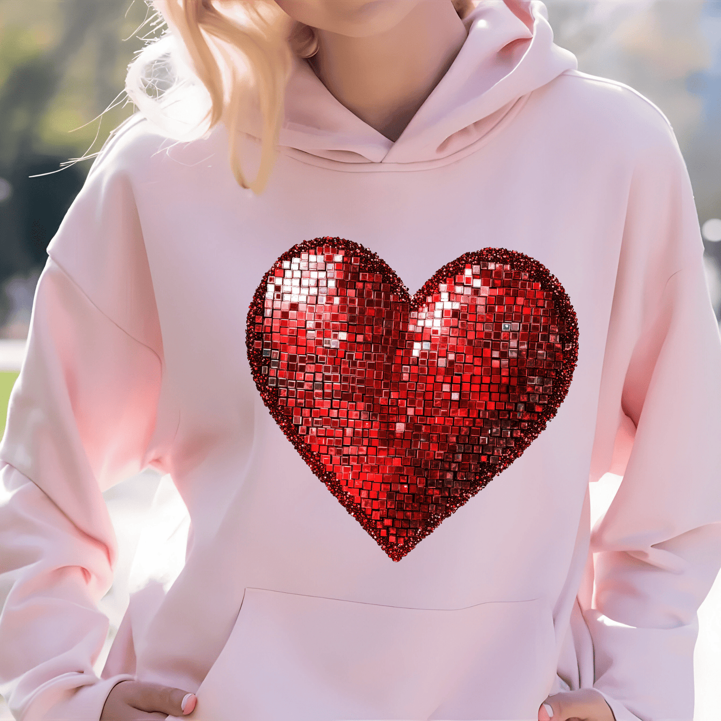 Ink and Charms Designs Sweatshirt Hoodie front sided / Black / S Glitter Heart Valentine’s Day Sweatshirt
