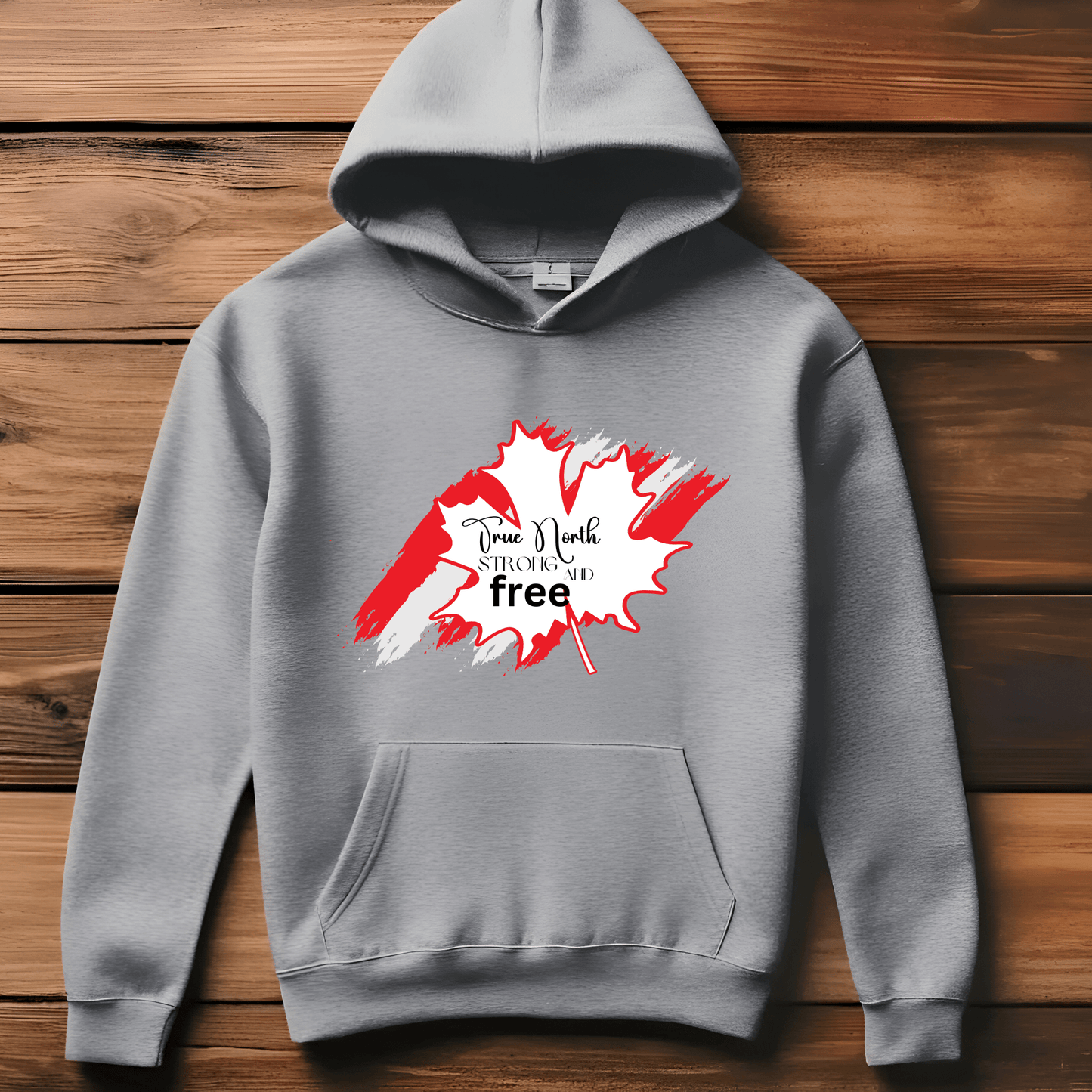 Ink and Charms Designs Sweatshirt Hoodie / Grey / S "True North Strong & Free" Apparel Collection: Wear Your Canadian Pride!