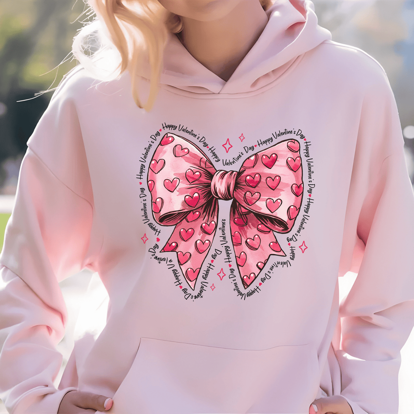 Ink and Charms Designs Sweatshirt Hoodie / Pink / S Bow and Hearts Valentine’s Day Sweatshirt