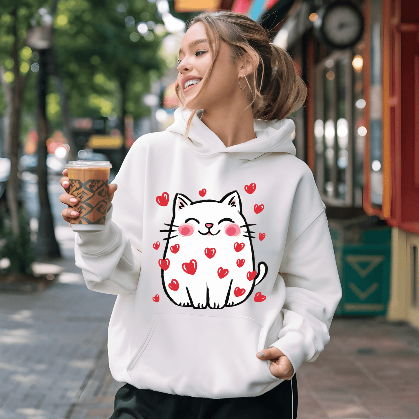 Ink and Charms Designs Sweatshirt Hoodie / Pink / S 🐾❤️ Love is Purr-fect with Our Adorable Cat Design! ❤️🐾- T-shirt, Sweatshirt & Hoodie