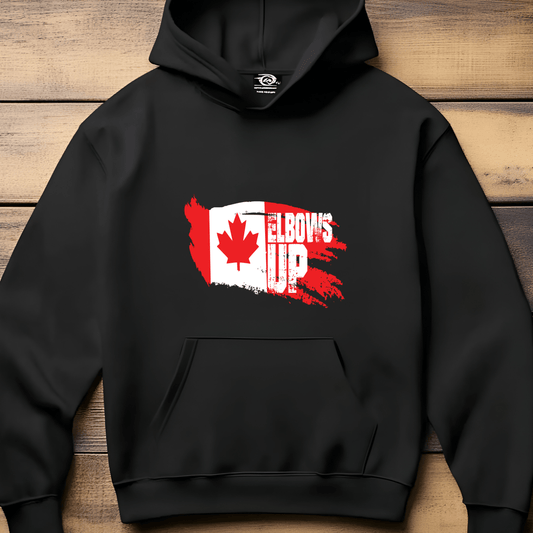 Ink and Charms Designs Sweatshirt Hoodie / White / S "ELBOWS UP" Apparel Collection: Wear Your Canadian Pride with Strength!