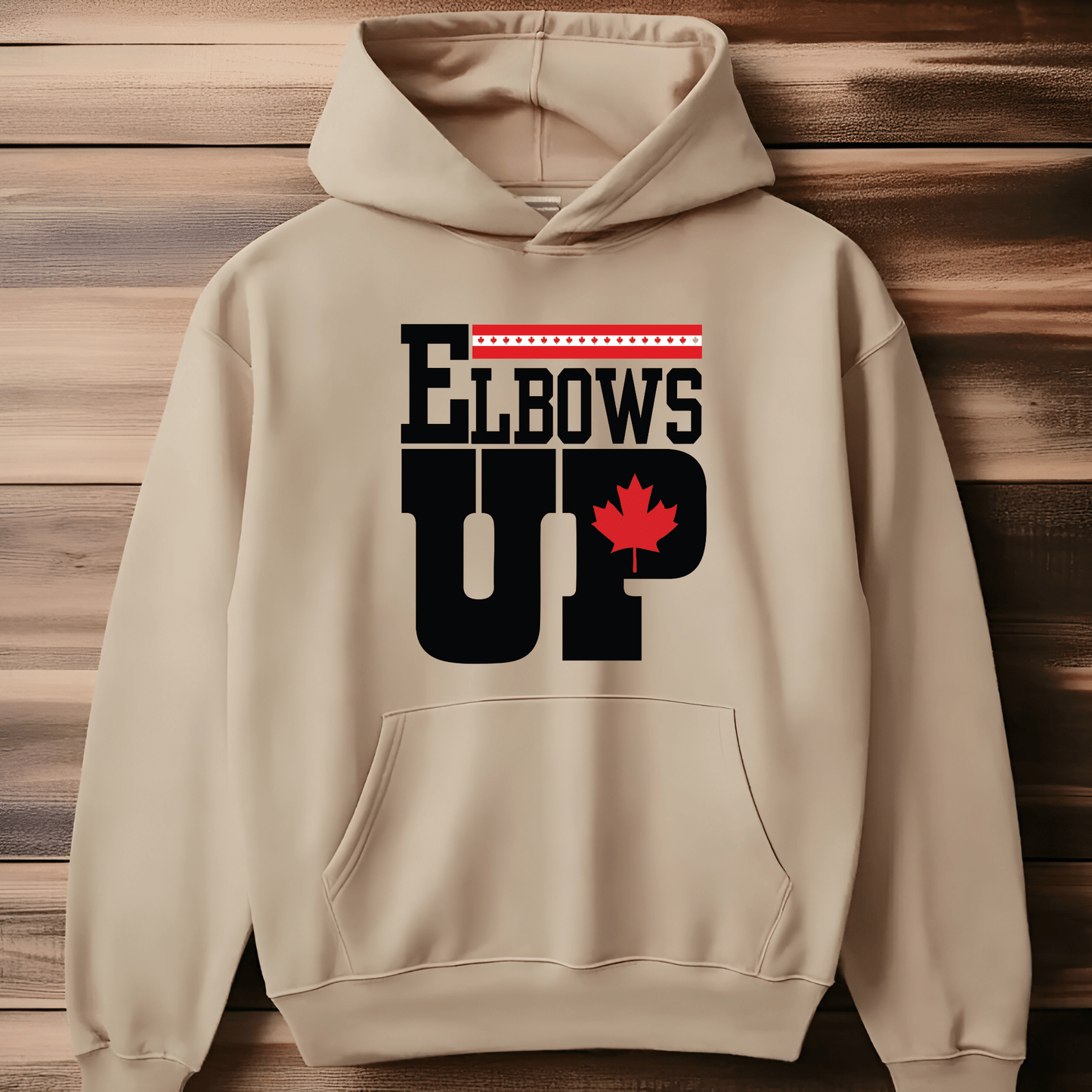 Ink and Charms Designs Sweatshirt Hoodie / White / S "ELBOWS UP" Apparel Collection: Wear Your Canadian Pride with Strength!