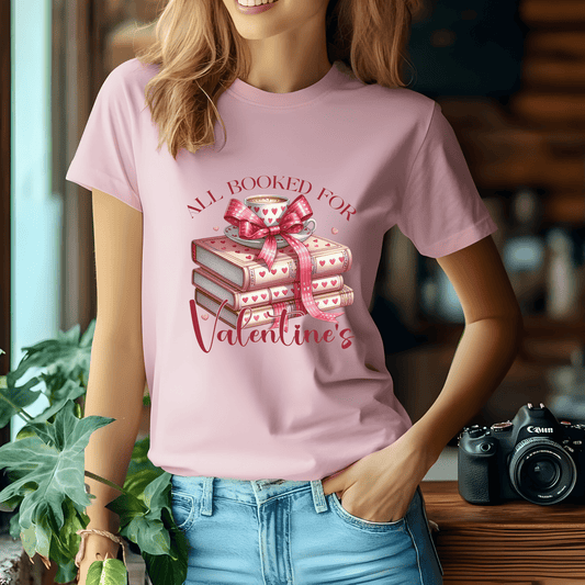 Ink and Charms Designs Sweatshirt Pink / S / T-shirt All Booked for Valentine's - Reading Lovers Sweatshirt