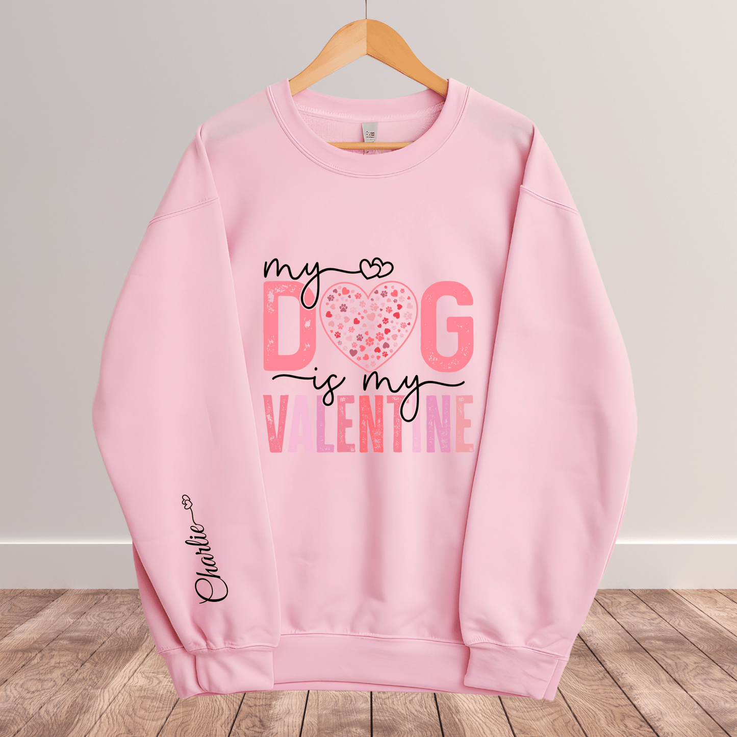 Ink and Charms Designs Sweatshirt Pink / S Valentines Dog Sweatshirt
