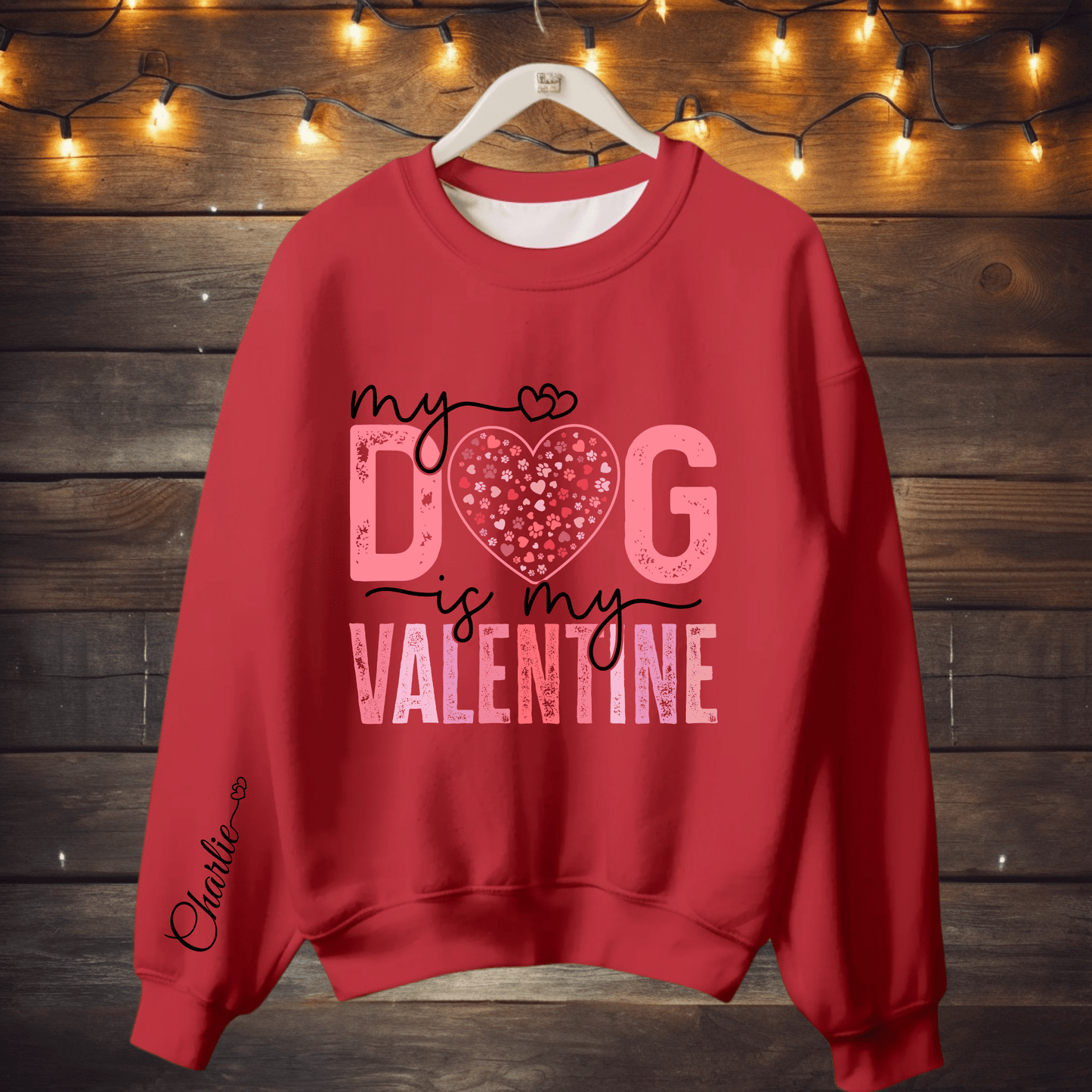 Ink and Charms Designs Sweatshirt Red / S Valentines Dog Sweatshirt