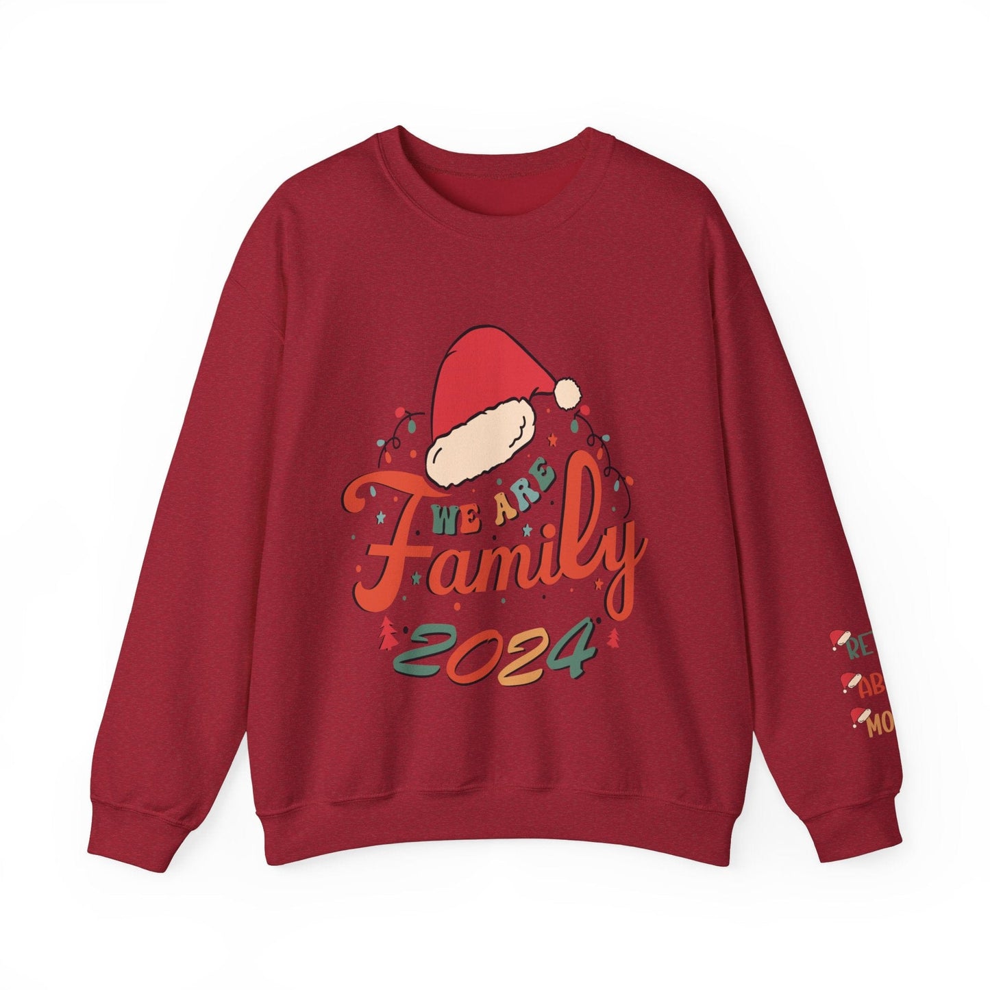 Ink and Charms Designs Sweatshirt S / Antique Cherry Red Family 2024 Unisex Sweatshirt with Personalized Family Names Sleeve Design