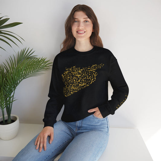 Printify Sweatshirt S / Black Crewneck Sweatshirt - Syria map with cities
