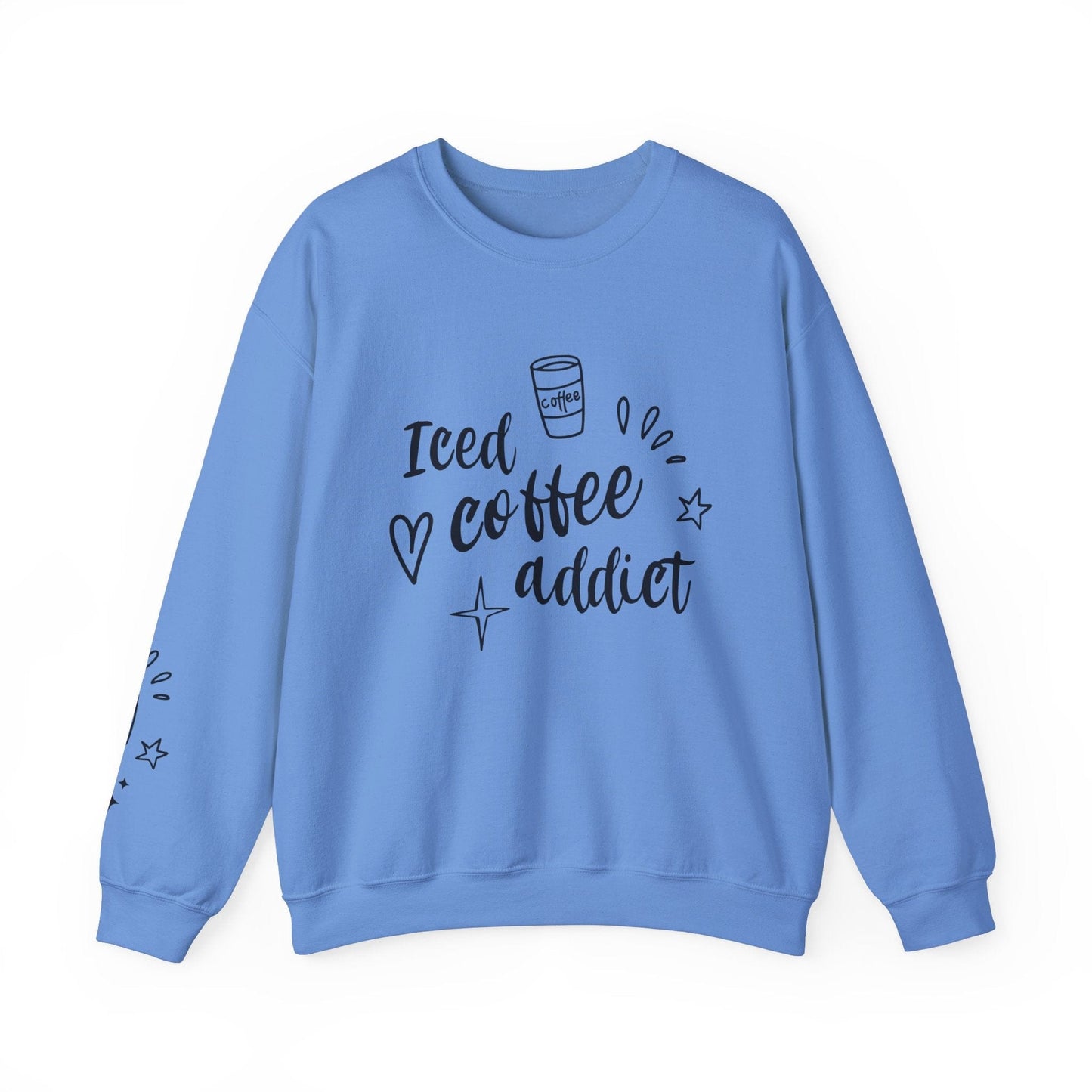 Ink and Charms Designs Sweatshirt S / Carolina Blue Iced Coffee Addict Heavy Blend Crewneck Sweatshirt