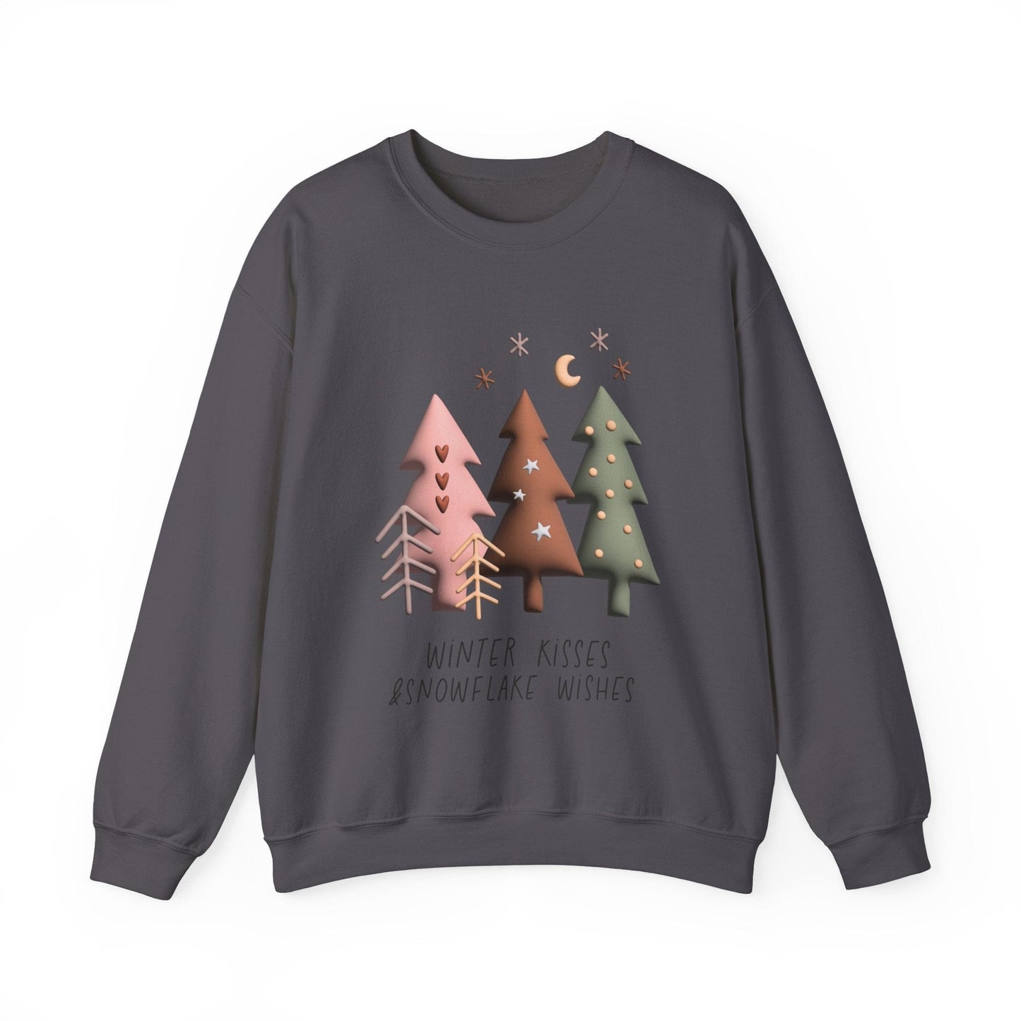 Ink and Charms Designs Sweatshirt S / Charcoal Winter kisses and snowflake wishes Unisex Sweatshirt