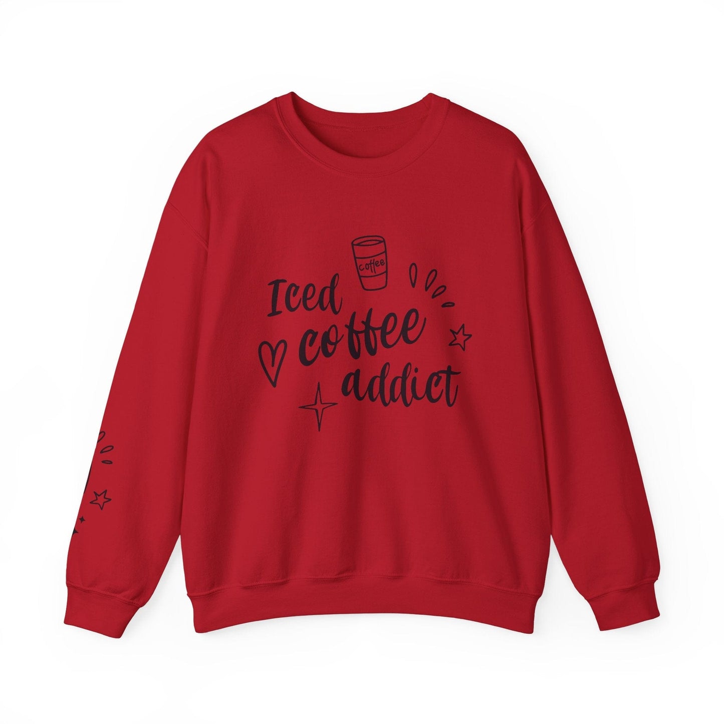 Ink and Charms Designs Sweatshirt S / Cherry Red Iced Coffee Addict Heavy Blend Crewneck Sweatshirt