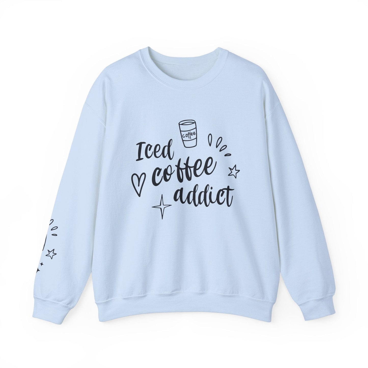 Ink and Charms Designs Sweatshirt S / Light Blue Iced Coffee Addict Heavy Blend Crewneck Sweatshirt