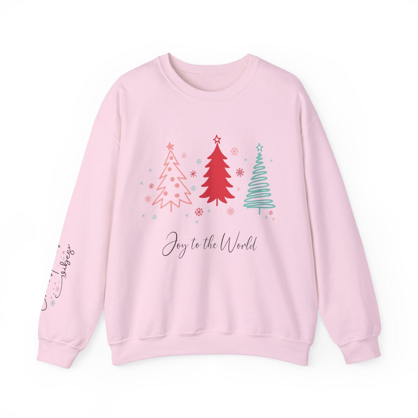 Ink and Charms Designs Sweatshirt S / Light Pink Christmas Joy Unisex Sweatshirt with Sleeve Print