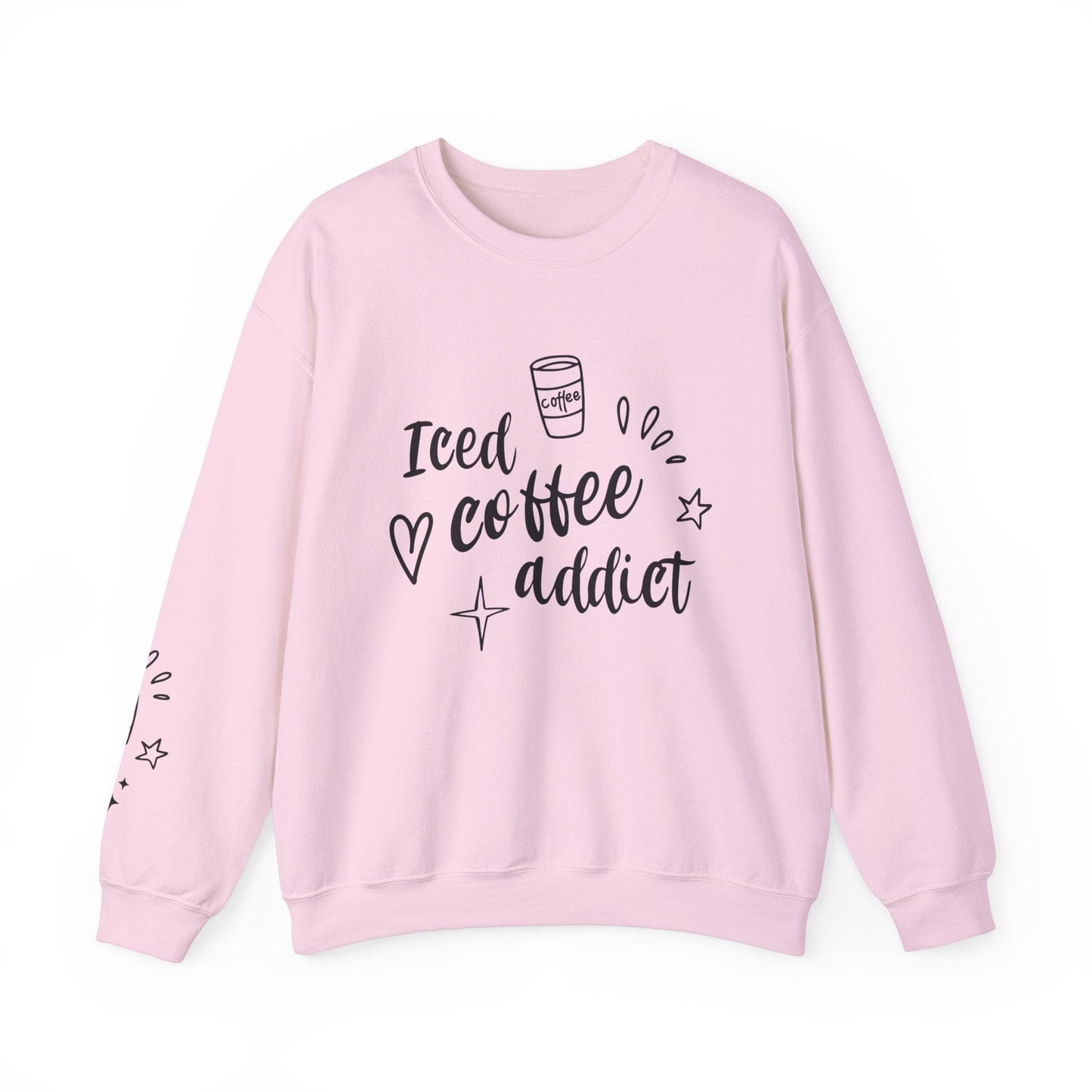 Ink and Charms Designs Sweatshirt S / Light Pink Iced Coffee Addict Heavy Blend Crewneck Sweatshirt