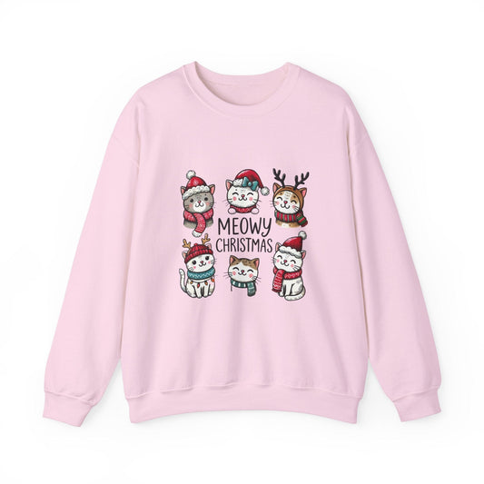 Ink and Charms Designs Sweatshirt S / Light Pink Meowy Christmas Sweatshirt