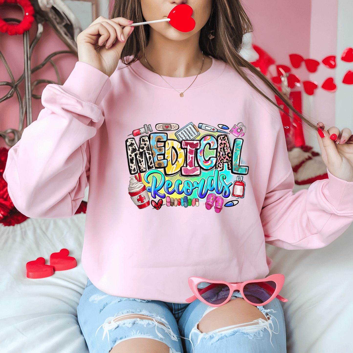 Ink and Charms Designs Sweatshirt S / Pink Medical Team Unisex Sweatshirt - Shine Bright Call Light Design