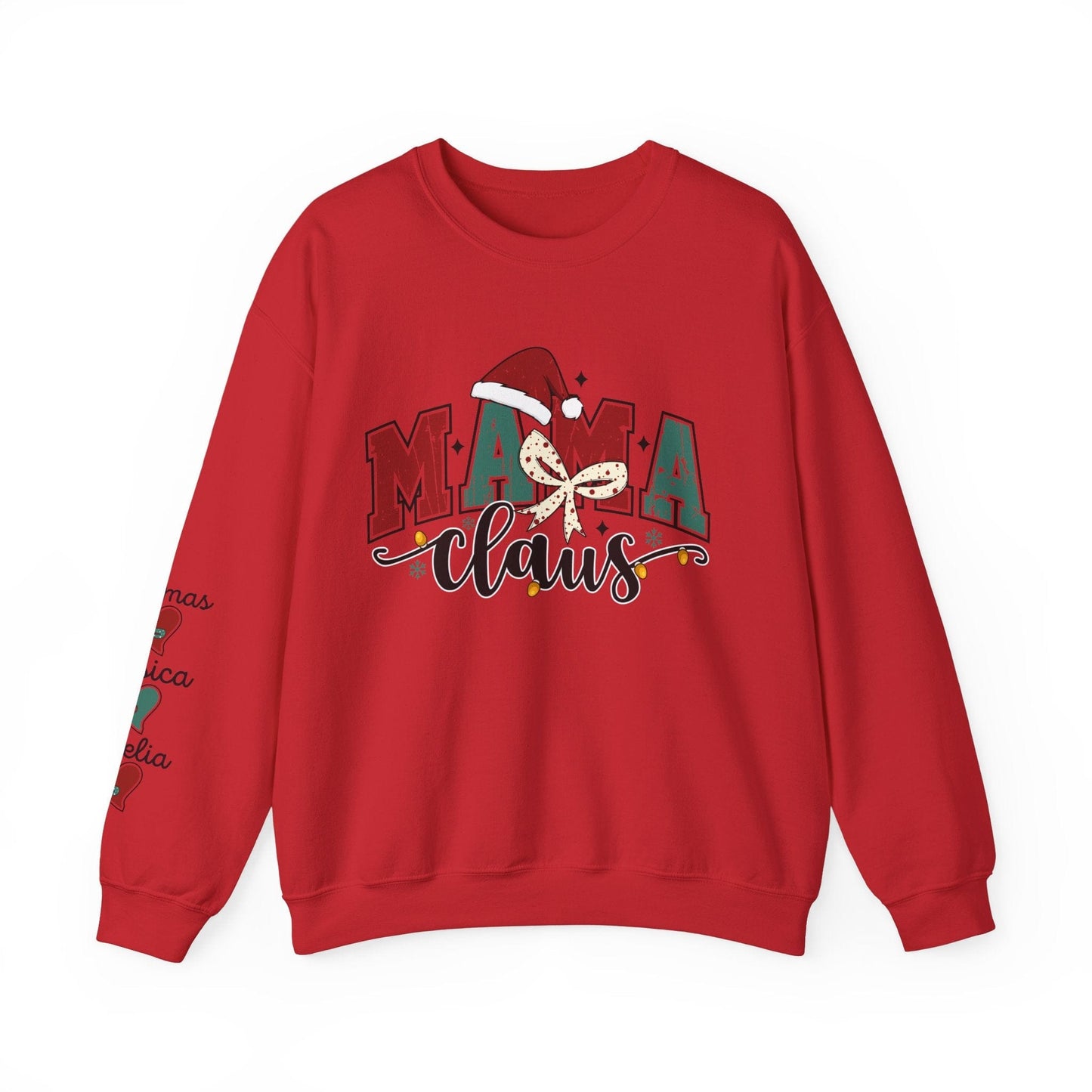 Ink and Charms Designs Sweatshirt S / Red Crewneck Sweatshirt Mama Clause Design with Kids' Names