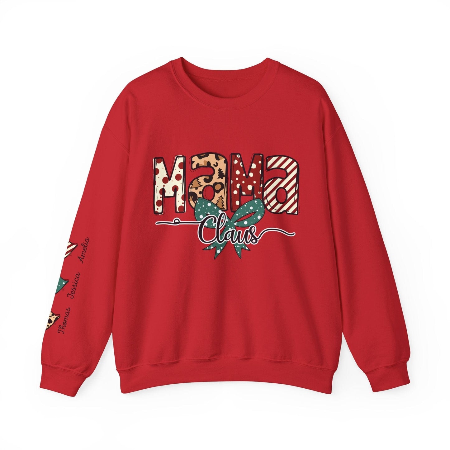 Ink and Charms Designs Sweatshirt S / Red Crewneck Sweatshirt Mama Clause Design with Kids' Names