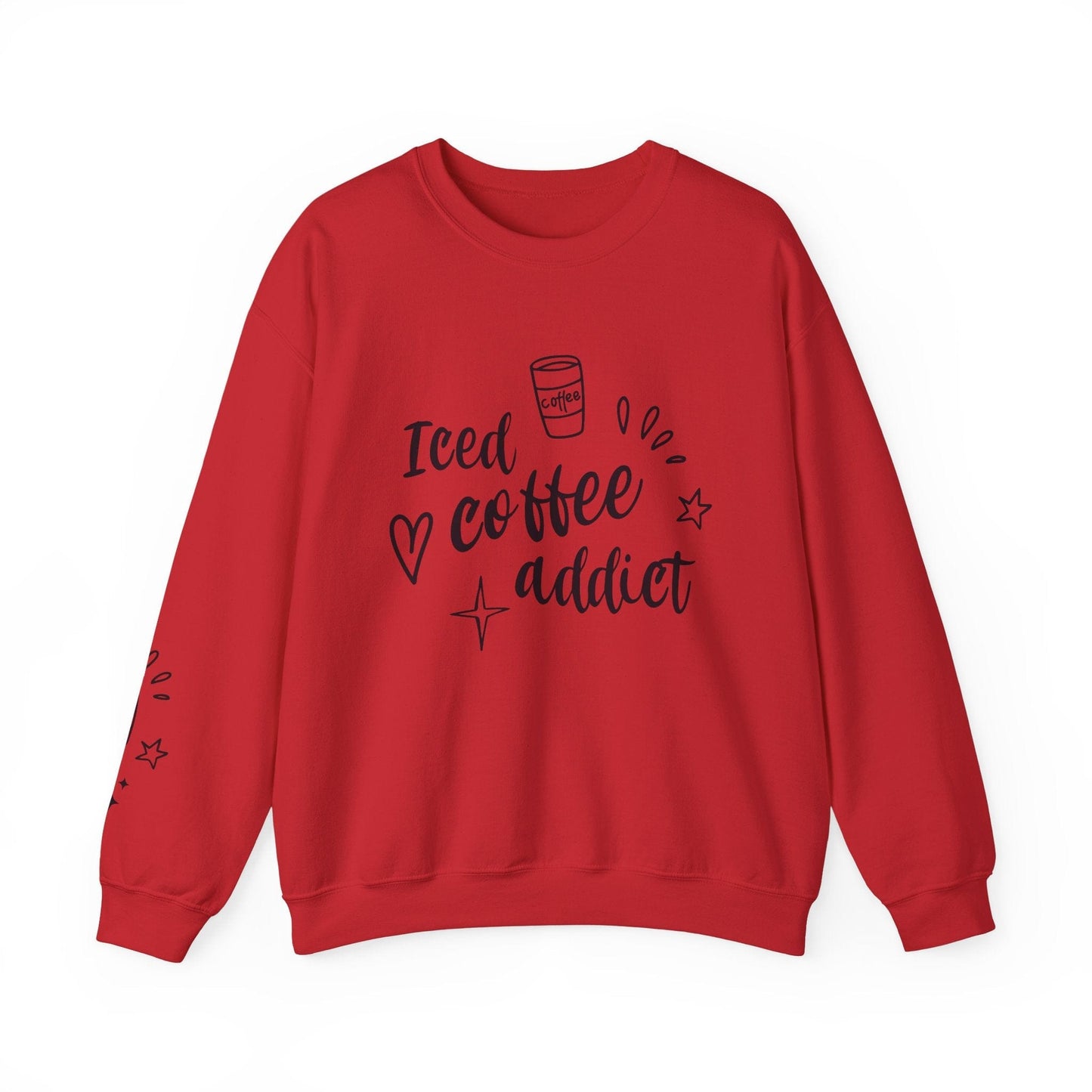 Ink and Charms Designs Sweatshirt S / Red Iced Coffee Addict Heavy Blend Crewneck Sweatshirt