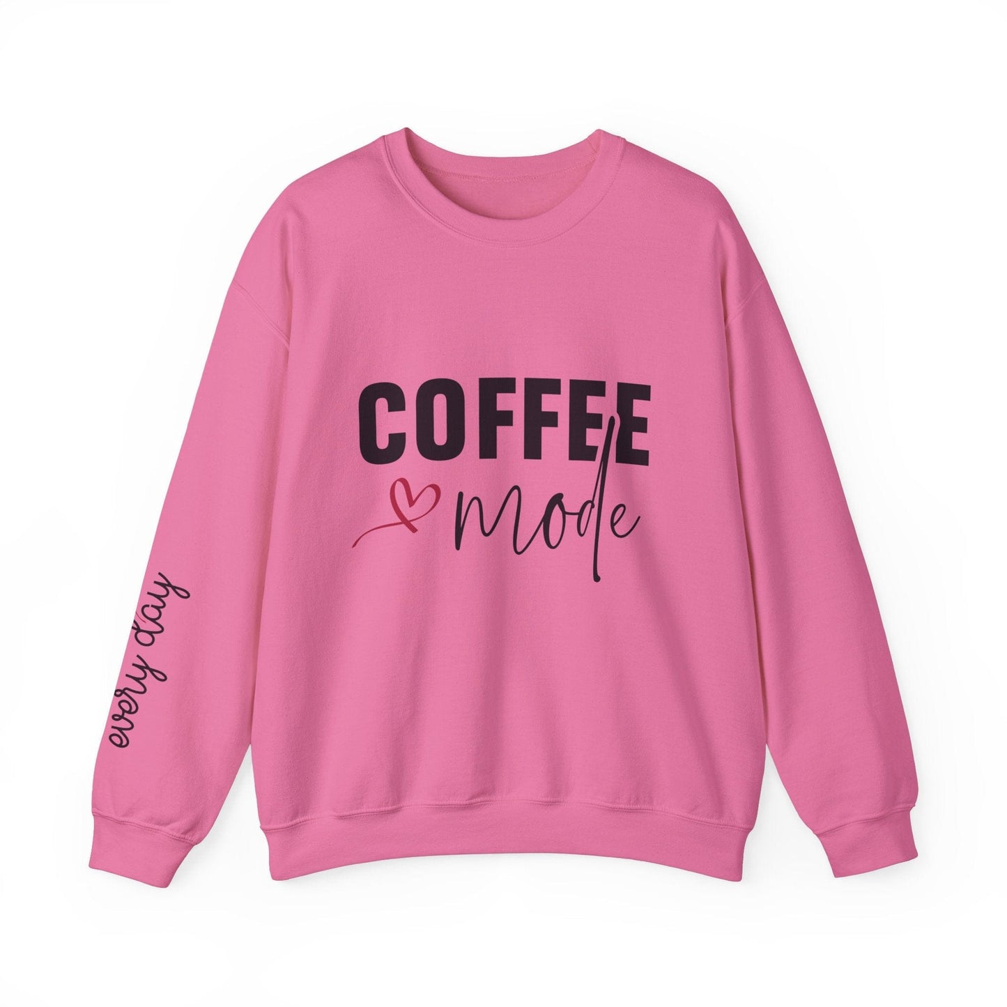 Ink and Charms Designs Sweatshirt S / Safety Pink Coffee Mode Heavy Blend Crewneck Sweatshirt