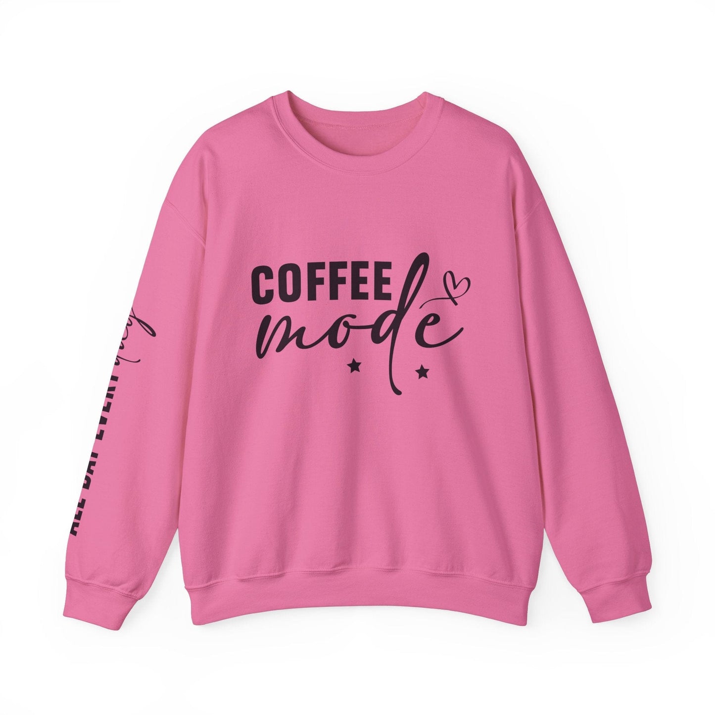 Ink and Charms Designs Sweatshirt S / Safety Pink Coffee Mode Heavy Blend Crewneck Sweatshirt