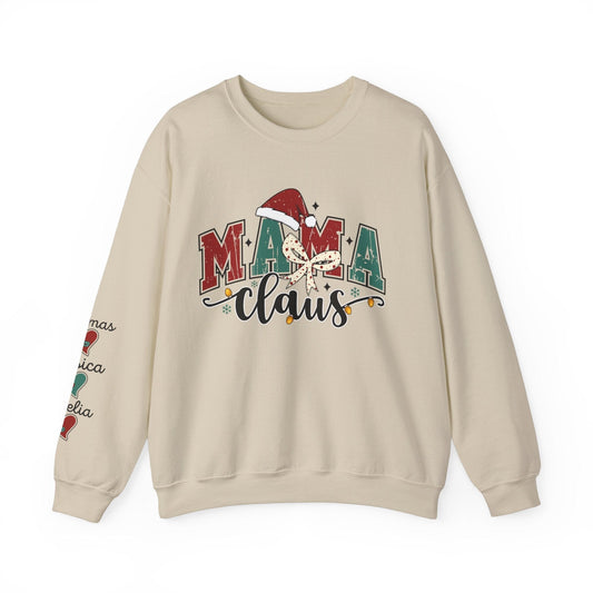 Ink and Charms Designs Sweatshirt S / Sand Crewneck Sweatshirt Mama Clause Design with Kids' Names