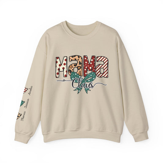 Ink and Charms Designs Sweatshirt S / Sand Crewneck Sweatshirt Mama Clause Design with Kids' Names