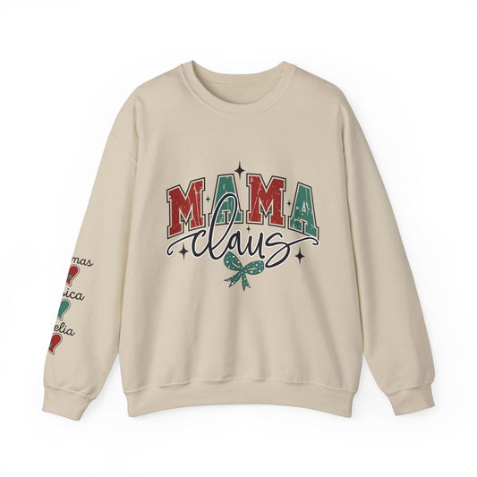 Ink and Charms Designs Sweatshirt S / Sand Crewneck Sweatshirt Mama Clause Design with Kids' Names