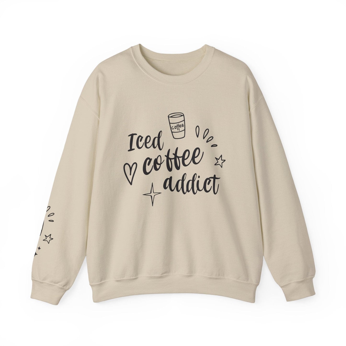 Ink and Charms Designs Sweatshirt S / Sand Iced Coffee Addict Heavy Blend Crewneck Sweatshirt