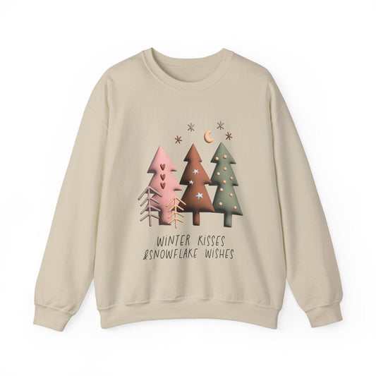 Ink and Charms Designs Sweatshirt S / Sand Winter kisses and snowflake wishes Unisex Sweatshirt