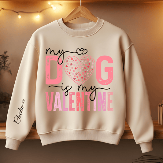 Ink and Charms Designs Sweatshirt Sand / S Valentines Dog Sweatshirt