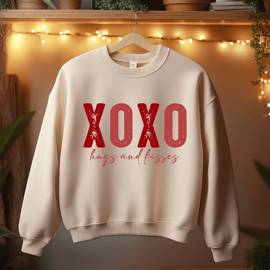 Ink and Charms Designs Sweatshirt Sand / S X O Hugs and Kisses Design