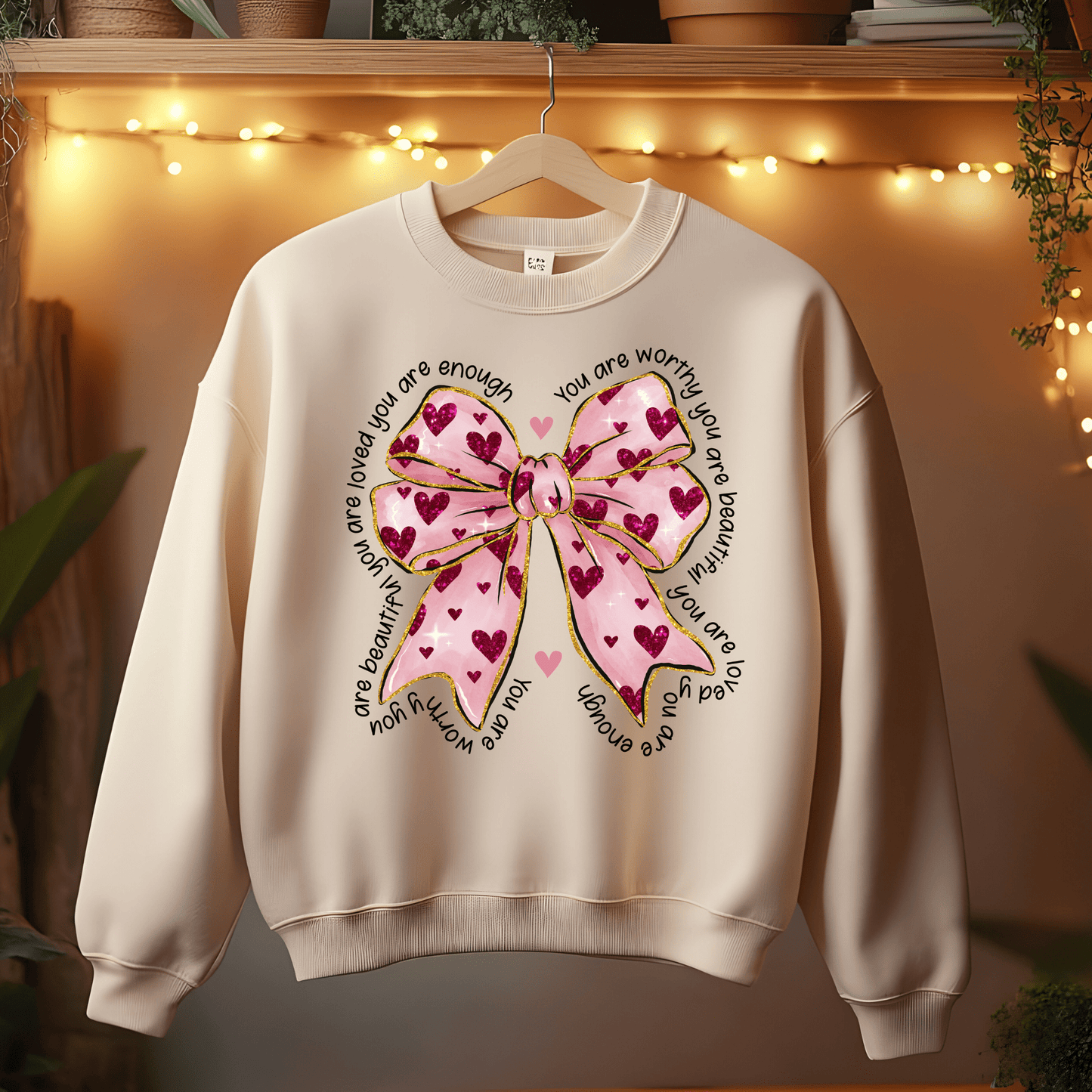 Ink and Charms Designs Sweatshirt Sweatshirt / Black / S Glitter Bows and Hearts Valentine’s Day Sweatshirt