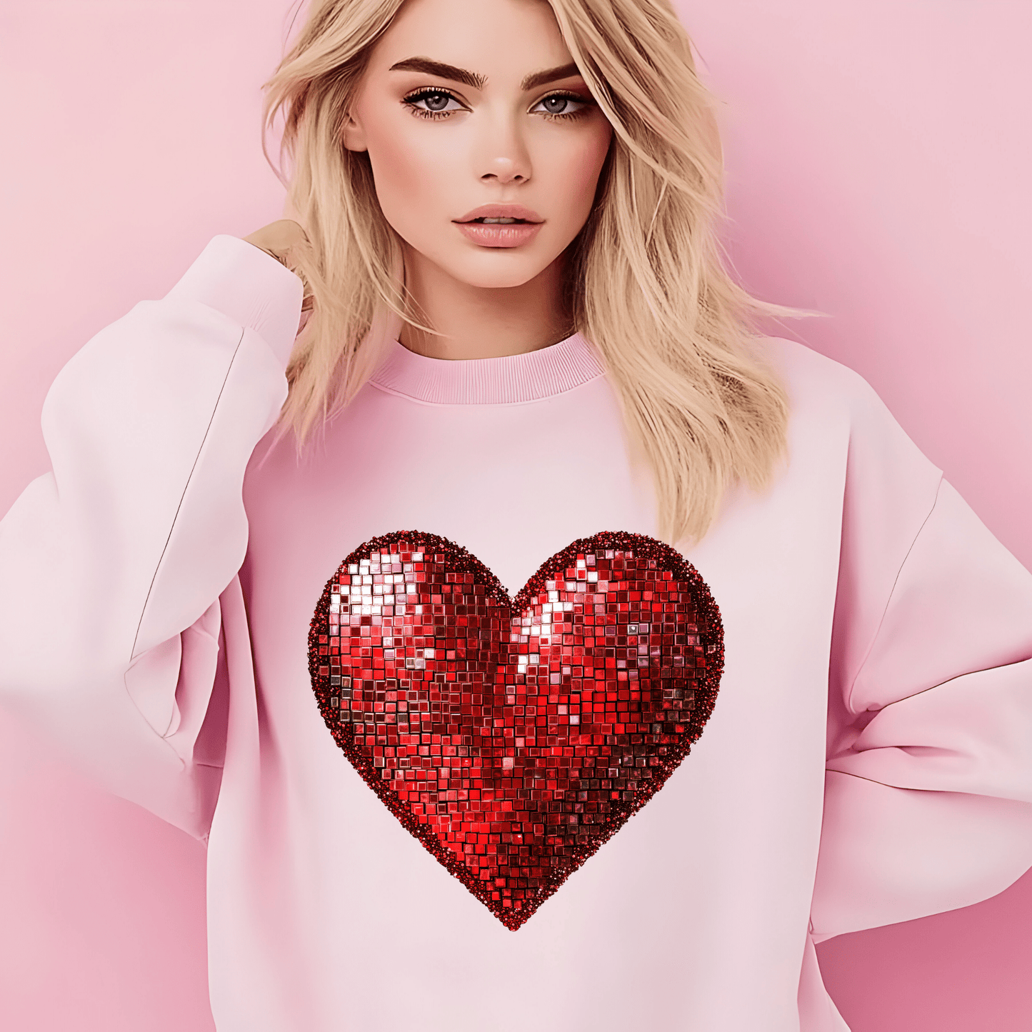Ink and Charms Designs Sweatshirt Sweatshirt front sided / Black / S Glitter Heart Valentine’s Day Sweatshirt