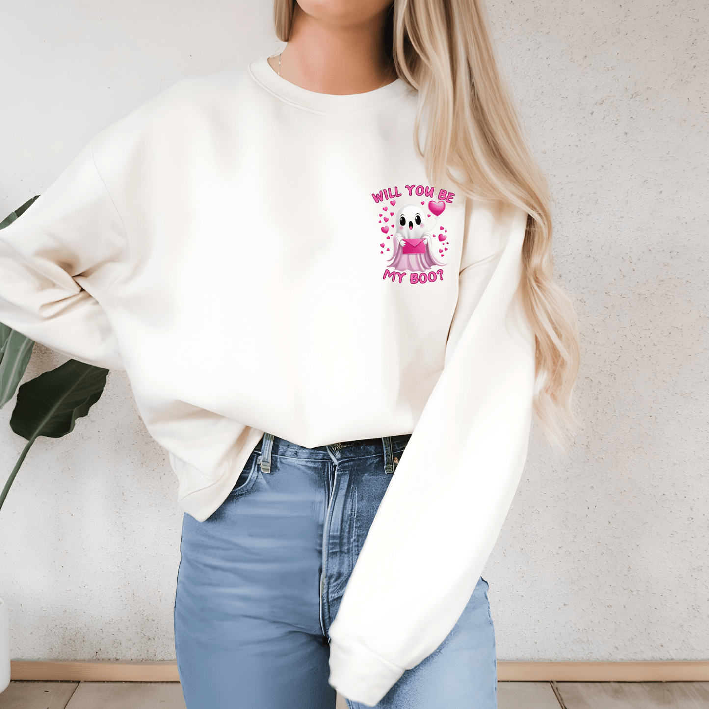 Ink and Charms Designs Sweatshirt Sweatshirt Left Chest design / Pink / S Be My Boo Valentine T-Shirt